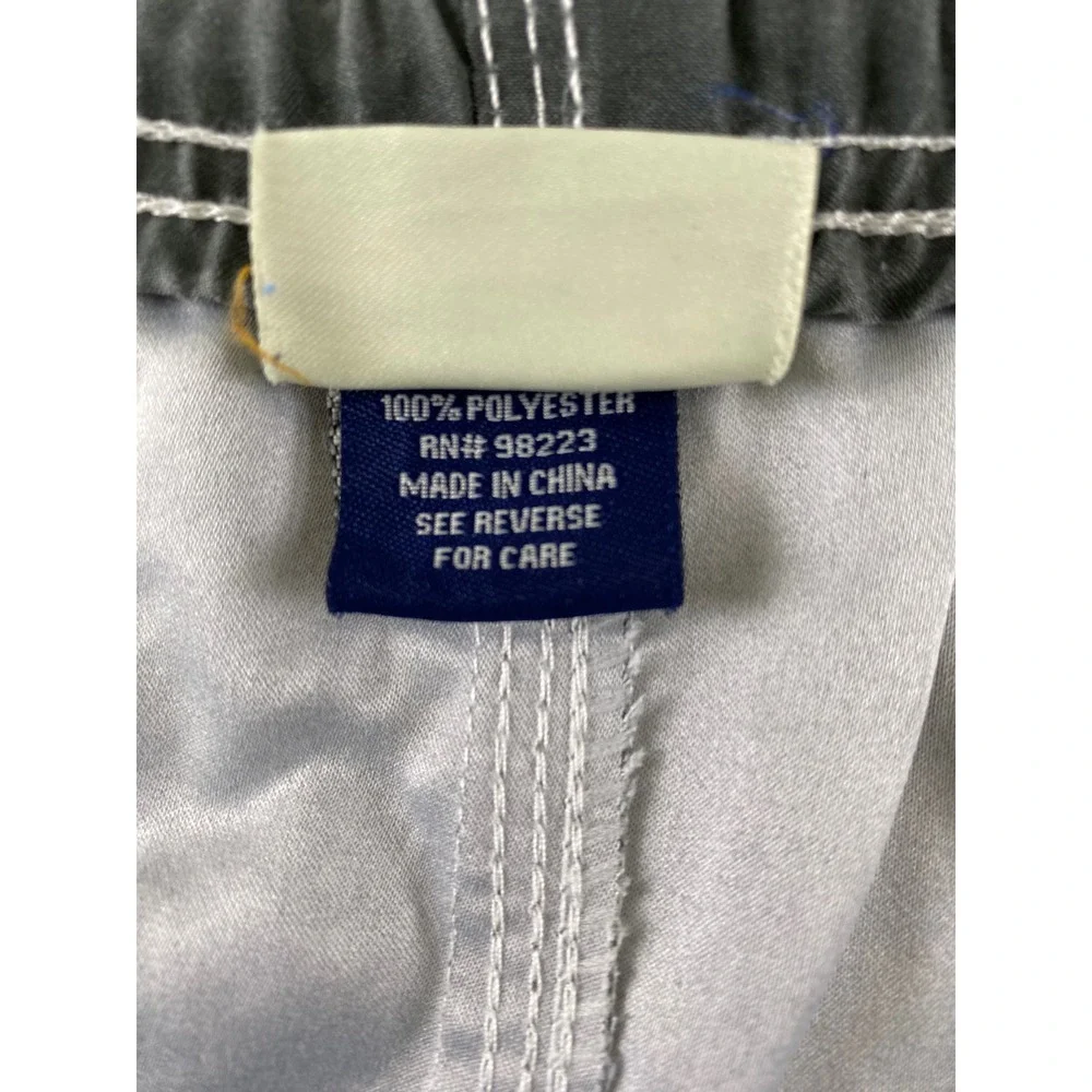 Magellan Sportswear Mens Cargo Board Shorts Gray Swim Trunks Elastic Waist 41W